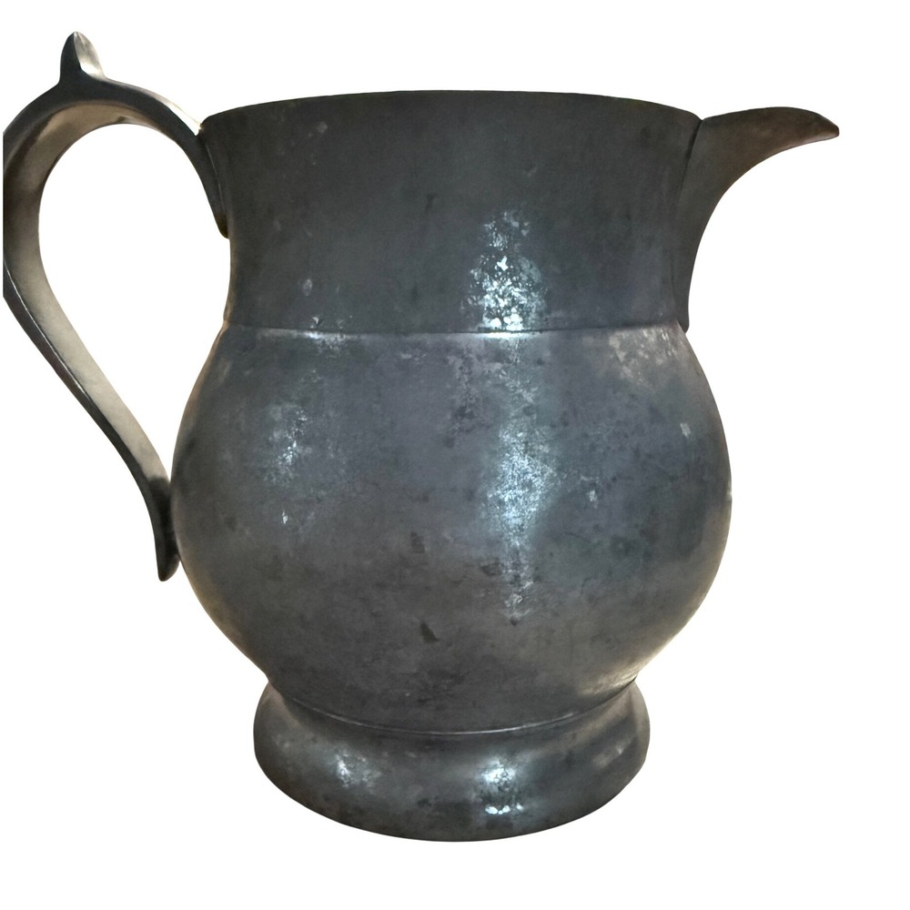 Vintage Pewter Style Metal Pitcher‎ Rustic Farmhouse Decorative Jug 6 Inch Gray